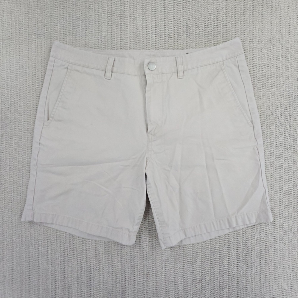 Bonobos Stretch Washed Chino Shorts Mens 33 Beige 7" Flat Front Casual